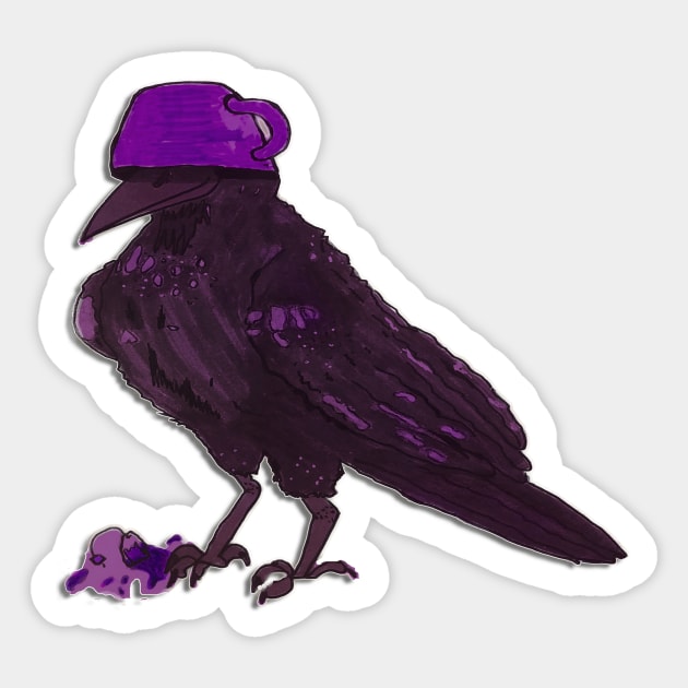 mischievous tea crow purple Sticker by Sagansuniverse